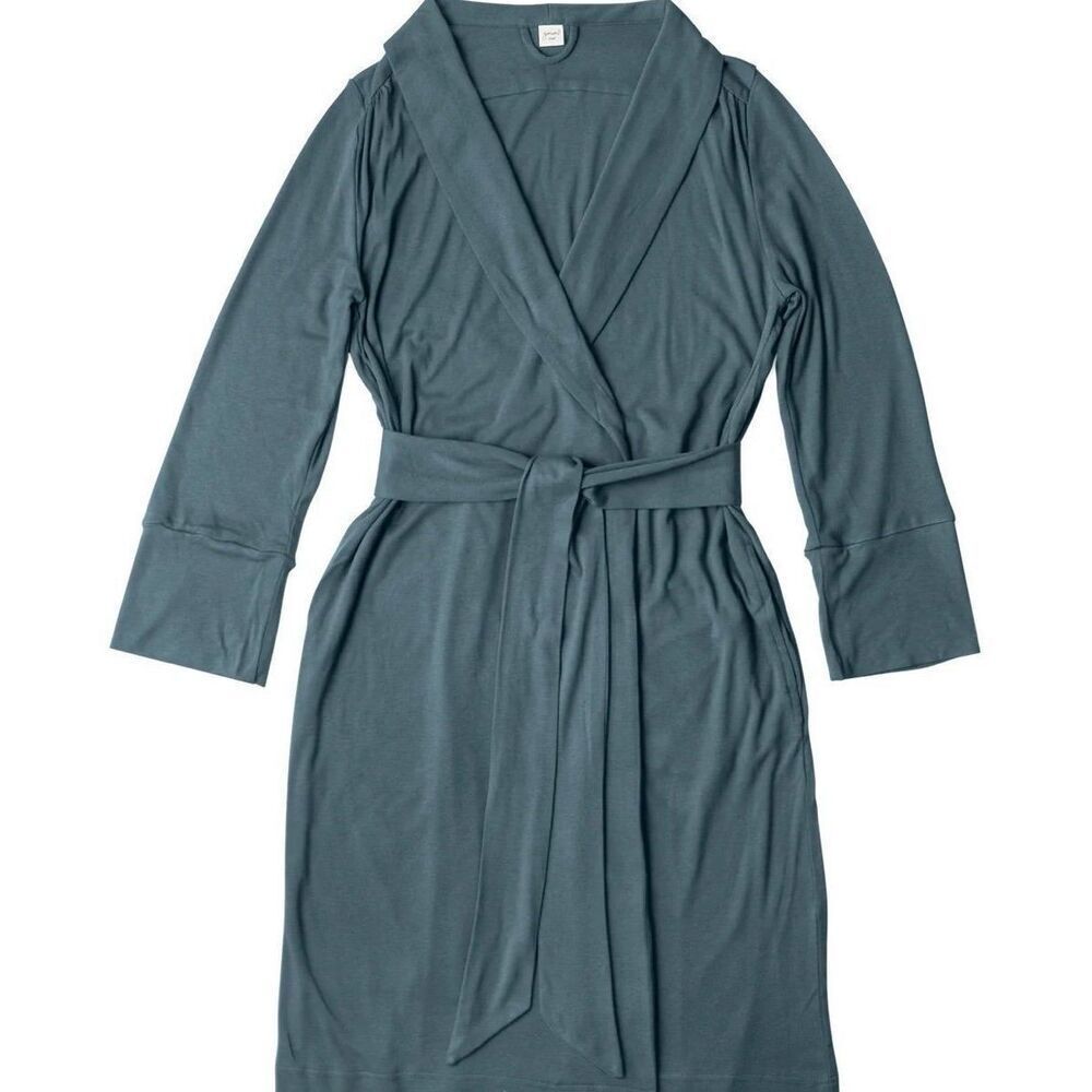 Women's Slate Blue Wrap Robe with Belt